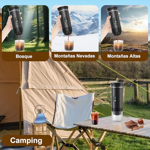 Cafetera Espresso Portátil, Cafetera Eléctrica MINI, Máquina de Café de Mano con Infusión en Frío y Calentamiento 4-6 Minutos Auto, Máquina Espresso con Café Molido y Cápsulas NS, Fácil de Limpiar