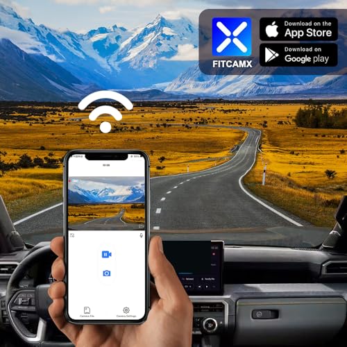 FITCAMX 4K Coche Cámara, para Toyota Tacoma 2024-2026 SR SR5 TRD Sport Pre-Runner Off Road Limited & Tacoma Hybrid, OEM Aspecto, 2160P UHD Vídeo, WiFi&App, Bucle Grabación, G-Sensor, Plug&Play, 64GB
