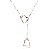 YFN Sterling Silver Double Horse Strirrup Lariat Necklace Gift For Women
