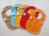 Baby Bibs with Snaps Solid Colors (5 Pack) by Kohars. 100% Cotton Absorbent Reversible Unisex Teething Dribble Bibs. Perfect for Newborn Infant Toddlers & Baby Shower and Gift Basket