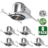 Hykolity 6 inch New Construction LED Can TP24 Connector IC Rated Air Tight Recessed Aluminum Housing for LED Downlight Retrofit Kit-ETL Listed and CA Title 24 Compliant-Pack of 6