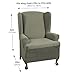 Maytex Reeves Stretch 1 - Piece T – Cushion Wingback Chair with Arms Furniture Cover Slipcover, Dark Sage Green