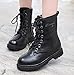 DADAWEN Boy's Girl's Waterproof Outdoor Combat Lace-Up Side Zipper Mid Calf Boots Black US Size 2 M Little Kid