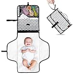 Portable Changing Pad - Baby Diaper Clutch Bag，Travel Changing Mat Station（Gray Stripes）