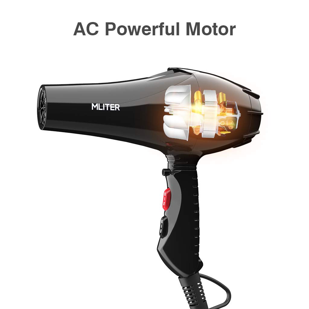 Ceramic Hair Dryer Infrared Ionic Blow 3 Heat 2 Speed Cool Shot Black