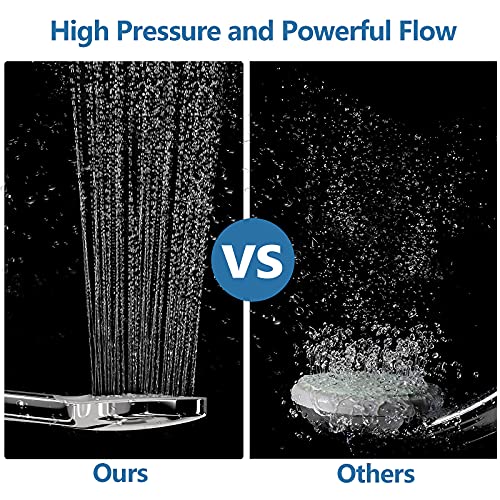 High Pressure 3-Mode Shower Head with Handheld - One Botton Operation, Silicone Nozzles, Come with Upgrade 59\'\' Stainless Steel Hose, Wall & Overhead Brackets, Teflon Tape, Bath Loofah