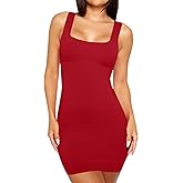 Misng Women's Square Neck Bodycon Mini Dress Basic Club Party Short Dresses