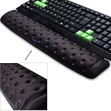 BRILA Keyboard Wrist Rest Support Cushion Pad for Computer, Laptop, Office Work, PC Gaming - Memory Foam Gel with Massage Holes Design - Non-Slip Easy Typing Wrist Pain Relief (Black Keyboard Pad)