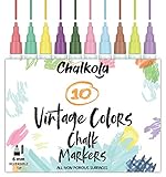 Liquid Chalk Markers for Chalkboards (10 Vintage Colors) | Kid Safe, Non-Toxic, Dustless & Erasable | 6mm Reversible Bold & Chisel Nib