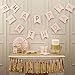 Ginger Ray Pastel Perfection and Gold Foiled Happy Birthday Bunting Banner, Pink, Hanging Bunting Banner
