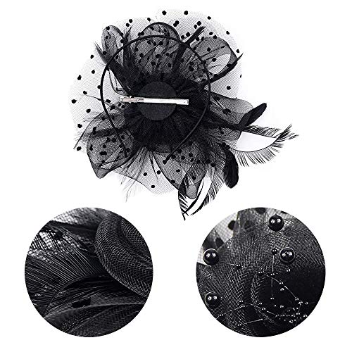 S&W Manufacturing Women Girl Fascinator Hats Flower Mesh Headwear Pillbox Feather Hat Cocktail Derby Tea Party Clips Wedding Veil