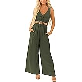 FOWSMON Womens Jumpsuit Sleeveless Wide Leg Romper Summer Vacation Beach Outfit