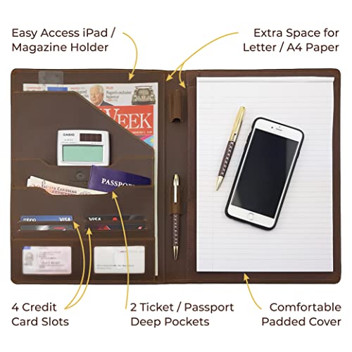 Leather Portfolio Professional Padfolio for Men & Women Leather