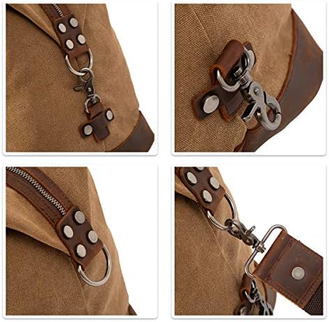 ORIENTAL GLORY Weekender Bag Mens ,Overnight Carry On Duffel Bag,Canvas Genuine Leather Duffler Bag For Men, Casual Bussiness Travel Bag (khaki) 5 ORIENTAL GLORY Weekender Bag Mens ,Overnight Carry On Duffel Bag,Canvas Genuine Leather Duffler Bag For Men, Casual Bussiness Travel Bag (khaki)