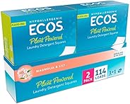 ECOS Plastic-Free Liquidless Laundry Detergent Squares, Magnolia & Lily, 114 Loads (57 Detergent Sheets, P