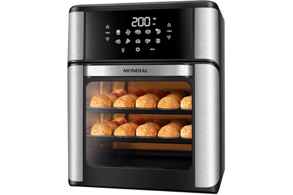 MONDIAL Fritadeira Air Fryer Forno Oven 12L, Preto/Inox, 2000W, 110V - AFON-12L-BI