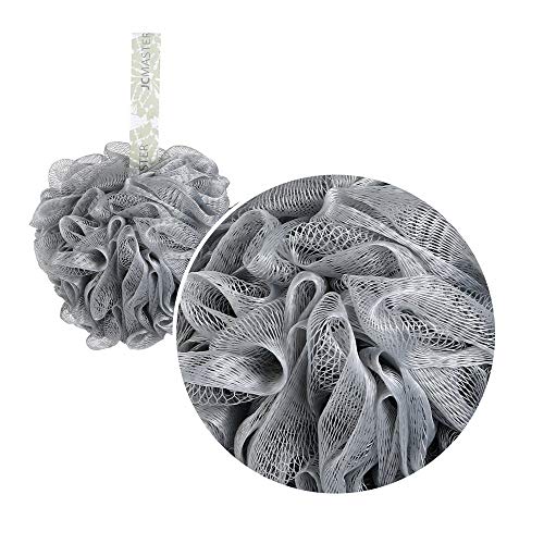 JCMASTER Loofah Shower Scrunchie for Men Women, [ Non-Vacuum Pack ] Mesh Pouf Poofs Puff Bath Lufa Loufa Luffa Scrubber Sponges for Exfoliating Your Skin 6 Pack, Large, White and Gray, 75g Each - Thumbnail 2