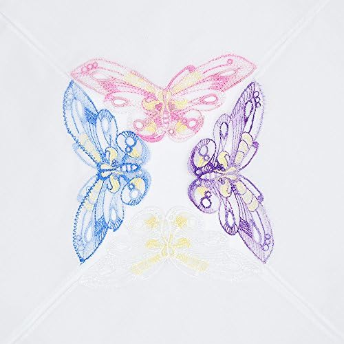 SelectedHanky Women's Cotton Handkerchiefs with Butterfly Lace at Corner, Ladies Hankies