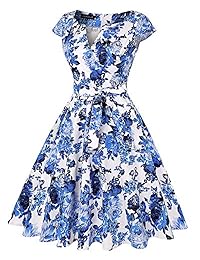 MINTLIMIT - Vestido de cóctel estilo vintage de los años 50, con mangas de capucha, cuello en V, con bolsillos y cinturón