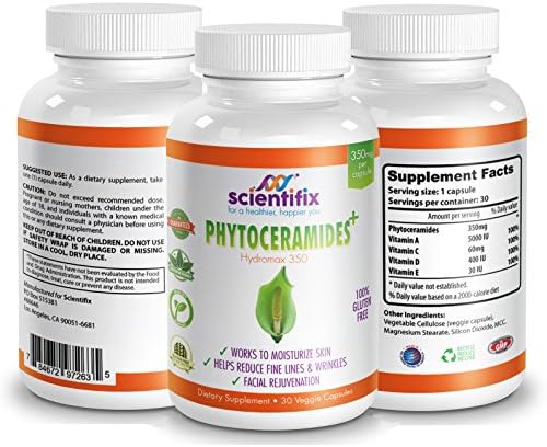 Phytoceramides 350mg Pro Skin Vitamins A,C,D &amp; E for Superior Repair, Rejuvenation, Sun Damage, 100% Pure Anti Aging Capsules for Reduced Fine Lines &amp; Wrinkles, Gluten Free, Plant Derived, &amp; Vegan Approved.
