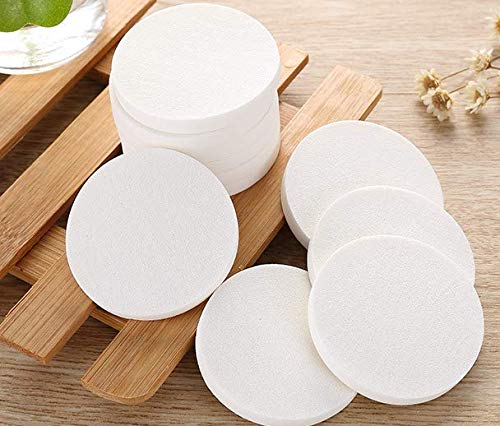 VNDEFUL 20Pcs Makeup Sponge Facial Powder Puff Wet and Dry Dual Use, Cosmetics Blush Applicators Round Sponges Foundation, White