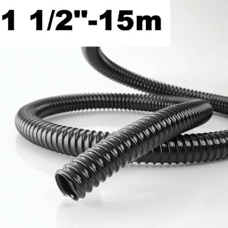 15m Teichschlauch Spiralschlauch 38mm (1 1/2') Schwarz