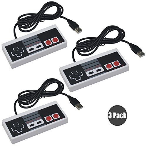 Exlene® 3 Pack Retro USB NES Nintendo Game Controller Gamepad Joystick for Windows PC/MAC