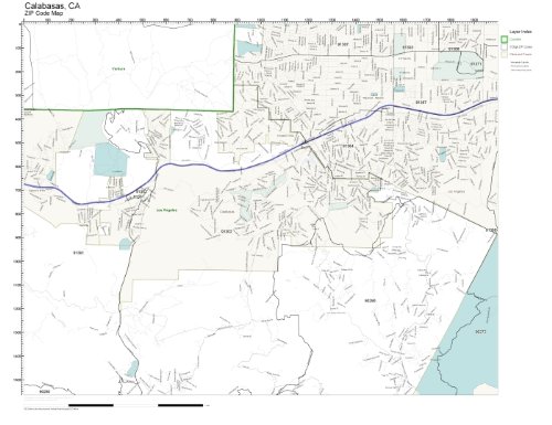 ZIP Code Wall Map of Calabasas, CA ZIP Code Map Laminated