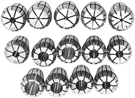 Supermotorparts 14Pcs ER20 Spring Collet Set Gripping Range 1/16",3/32",1/8",5/32",3/16",7/32"1/4",9/32",5/16",11/32",3/8",13/32",7/16",1/2" For CNC Milling Lathe Tool Engraving Machines