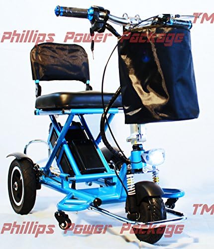 Enhance Mobility - Triaxe Sport Portable Folding Scooter - 3-Wheel - Blue - PHILLIPS POWER PACKAGE TM - TO $500 VALUE