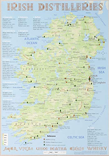 Whiskey Distilleries Ireland - Poster 42x60cm Standard Edition: Irish Whiskey Distilleries Map by Rüdiger Jörg Hirst