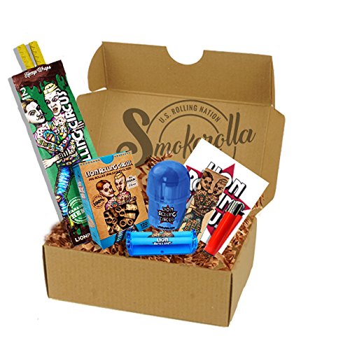 6 Essential Items Lion Rolling Circus (Rolling Machine + Booklet + Rolling Tray + Pre Roll Filter + Cellulose Paper + Sticker)