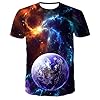 Sunofbeach Unisex 3D T-shirt Grappige print casual korte mouwen T-shirts thee tops, Modern Fashion Blue Planet
