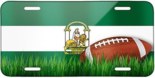 Football with Flag Andalusia region Spain Metal License Plate 6X12 Inch