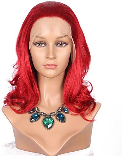 Addcolo Synthetic Lace Front Wigs Body Wave Natural Hairline Synthetic Wig Lace Front Wavy Replacement Full Wig (Red)