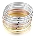 Carfeny Silver/Gold/Rose Gold Bracelets for Women, Tri-Color High Polished Stainless Steel Banlge Jewelry 7 Pack