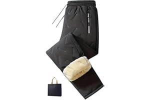 Fleece Thermal Pants Unisex Waterproof Windproof with Zipper Pockets,Lined Lightweight Warm Soft,Winter Sweatpants for Men