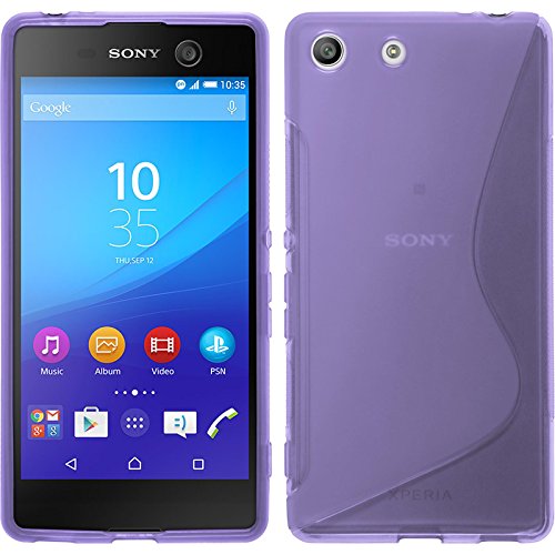Silicone Case for Sony Xperia M5 - S-Style purple - Cover PhoneNatic + protective foils