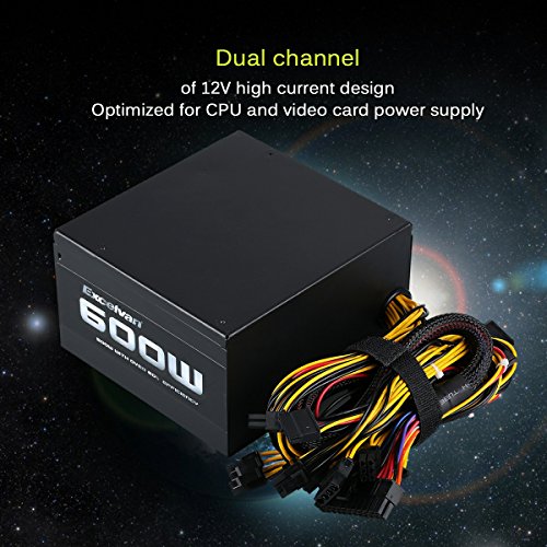 Excelvan ATX Computer Power Supply Desktop PC for Intel AMD PC SATA US (600W) - Thumbnail 7