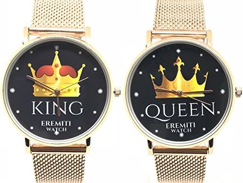 Eremiti Jewels Personalised “King” and “Queen” Watches, Stainless Steel, Engagement Gift Idea