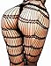 Vivilover Womens Lingerie Curvy Lines Pattern Crotchless Plus Size Fishnet Bodystocking Black (US 0-18=Tag XL)