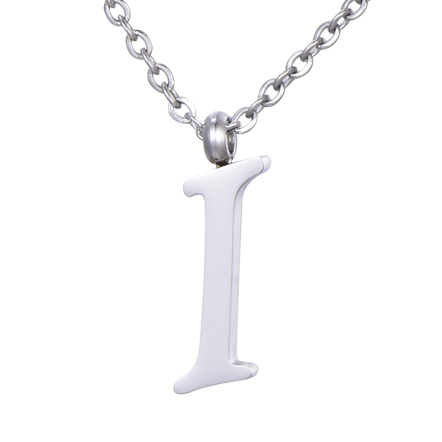 Morella Women's Stainless Steel Necklace Silver with Pendant Letter I