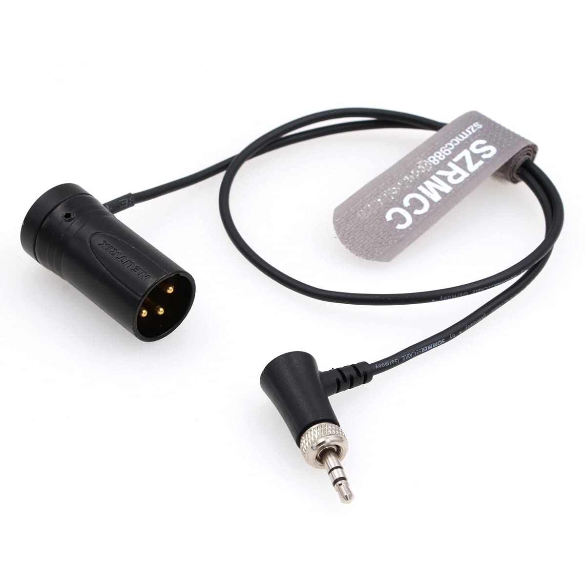 SZRMCC Low Profile XLR 3 Pin Male to Locking 3.5mm TRS Audio Cable for Sennheise EK500 Sony UWP-D Series Wireless Transmitter Receivers (Black Cap)