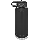 Polar Camel 32 oz Stainless Steel Water Bottle with Flip Top Lid and Straw (Black)