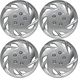 Hubcaps 15 inch Wheel Covers - (Set of 4) Hub Caps for 15in Wheels Rim Cover - Car Accessories Silver Hubcap Best for 15inch Cars Standard Steel Rims - Snap On Auto Tire Replacement Exterior Cap