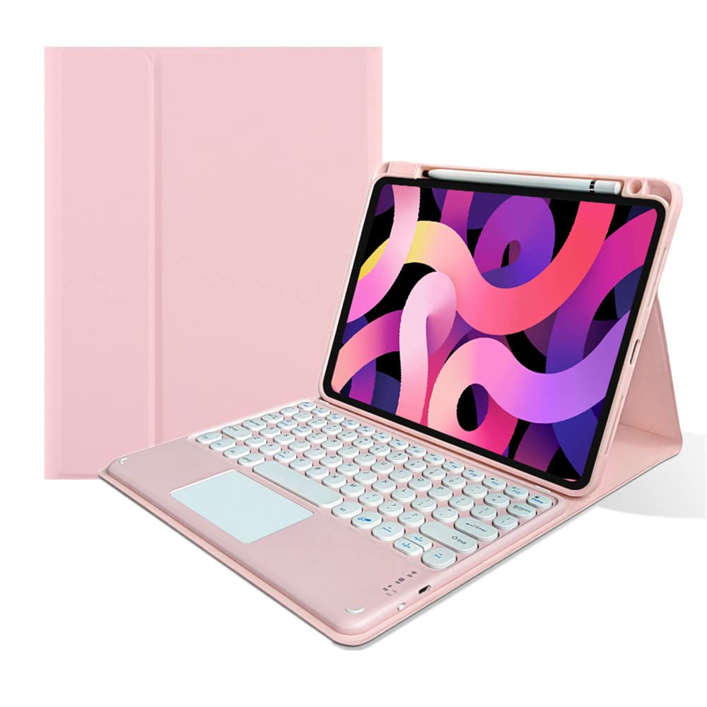 kaitesi Keyboard Case Compatible with iPad 10th Generation 2022 10.9 inch Case with Keyboard Touchpad Detachable Round Key Color Keyboard (Pink)