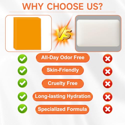 yoniagood 3 PCS Persimmon Soap Bar for Body Odor Control, Natural Deodorant Body Bar Soap for Old People Smell, Remove Strong Smell, Organic Eliminating Odor Wash Soap for Women & Men