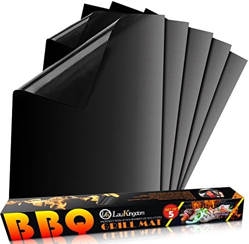 LauKingdom BBQ Grill Mat/Accessories Non-Stick , Reusable and Heat Resistant, Set of 5