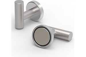 MHDMAG Magnetic Hooks Coat Magnet Hooks for Hanging,Magnetic Hooks Heavy Duty with Rare Earth Neodymium for Pot Holder,Grill,Refrigerator,Home,Kitchen,Workplace or Office.Pack of 2,Silver