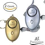 ANJ Protection 2PK 130-135 dB Premium Emergency Personal Alarms for Women, Elderly and Kids | Rip Cord Activation | Loud Self Defense Keychain Alarm with Flash Light (FREE Batteries Included)